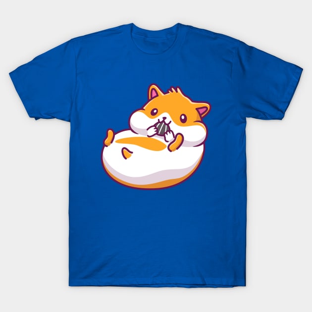 Cute Hamster Eating Sunflower Seed Cartoon T-Shirt by Catalyst Labs